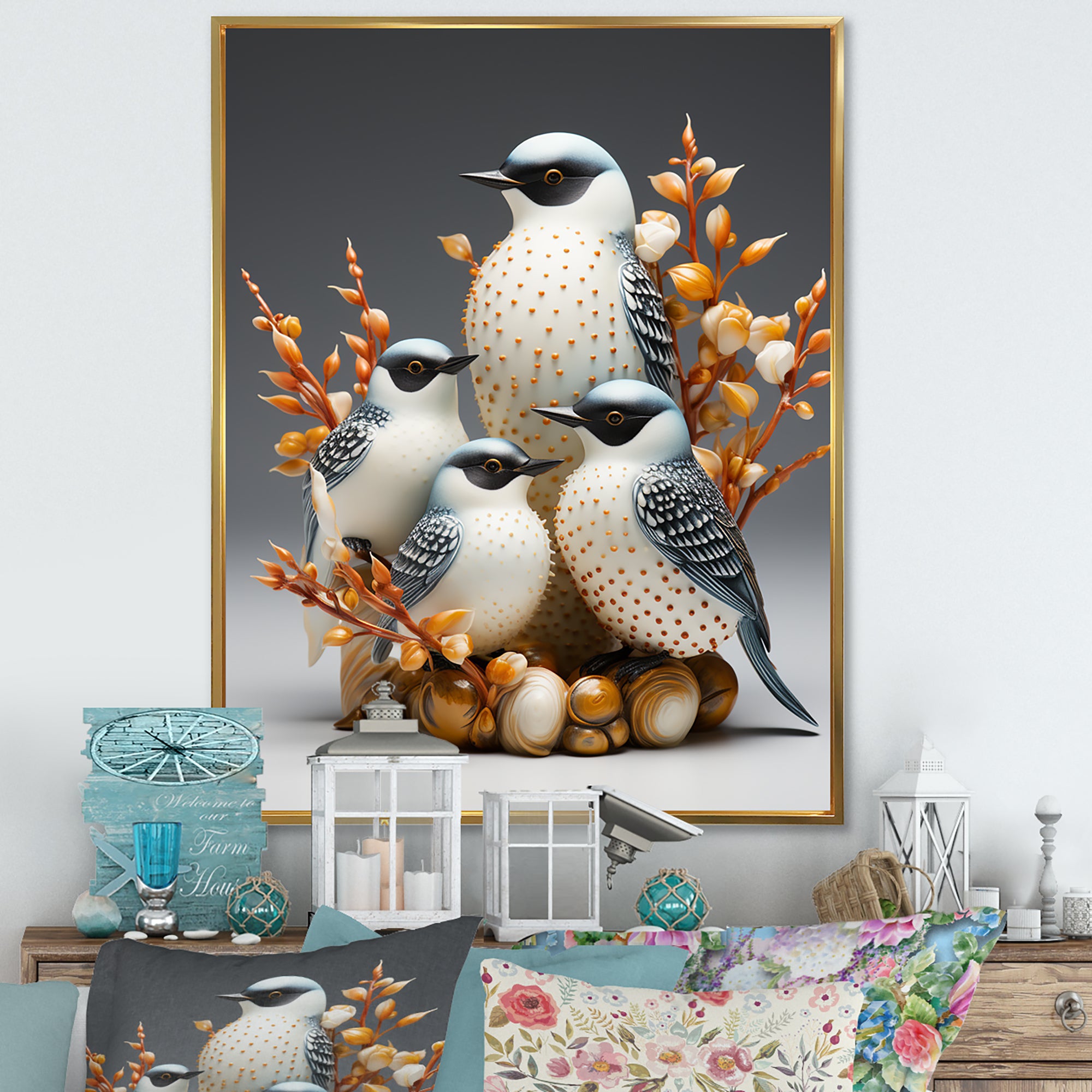 Frosty White Nature S Songbirds - Bird Wall Decor