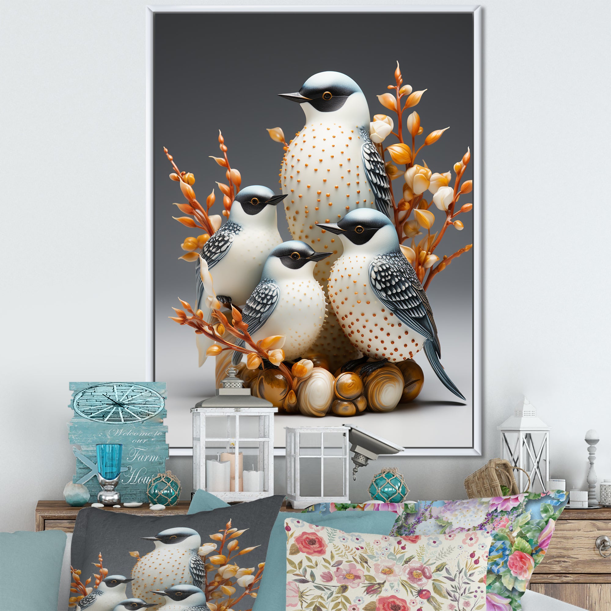 Frosty White Nature S Songbirds - Bird Wall Decor