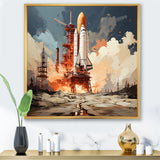 Modern Space Shuttle Launch - Rocketship Canvas Wall Art