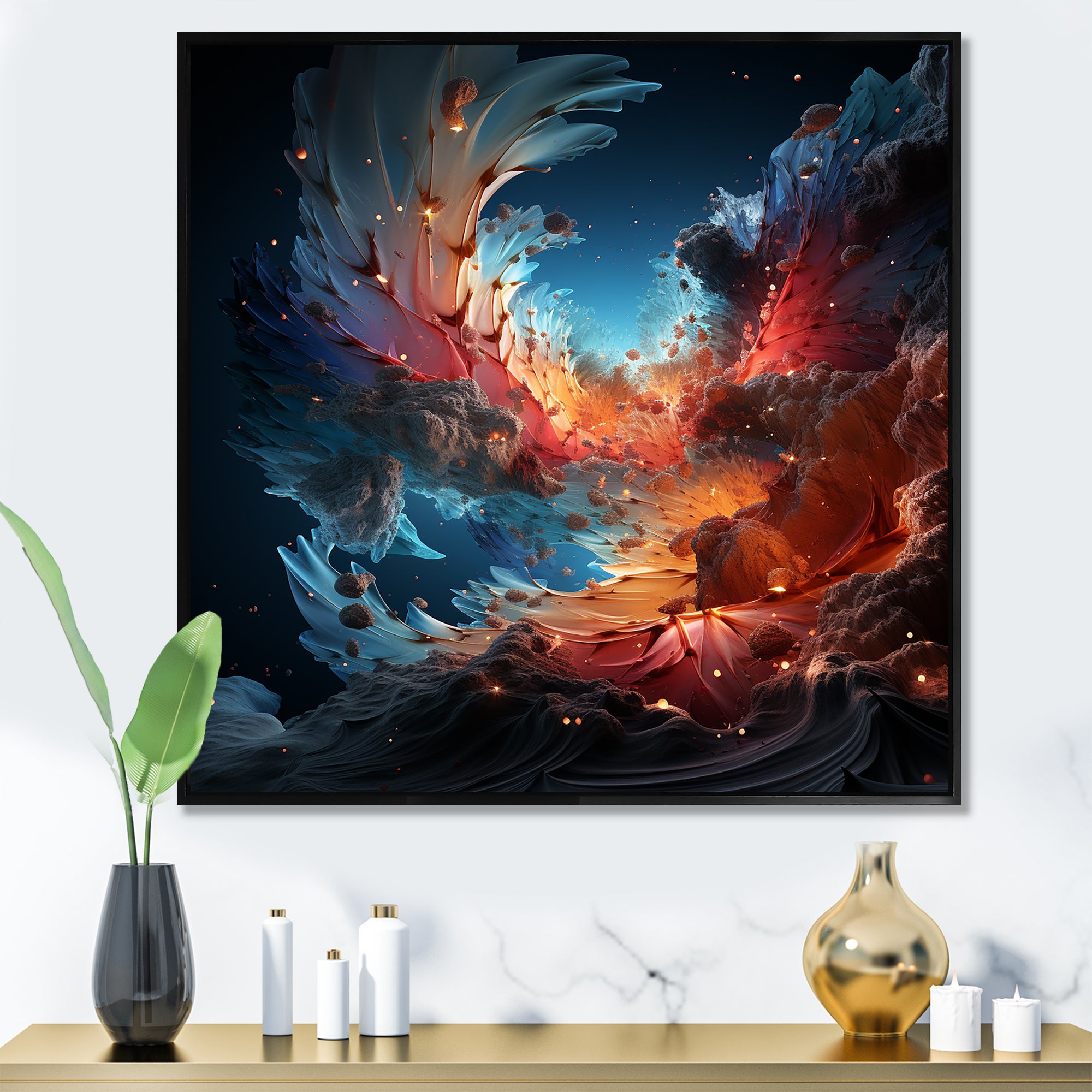 Expressionist Space Shuttle Burst - Rocketship Canvas Wall Art