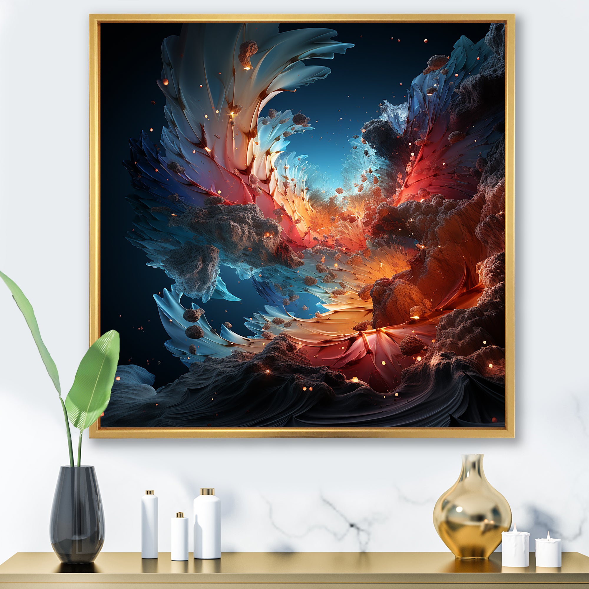 Expressionist Space Shuttle Burst - Rocketship Canvas Wall Art