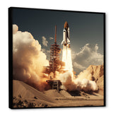 Vintage Expressionist Rocketship Burst - Rocketship Canvas Wall Art