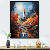 Impressionist Cosmic Rocket Ship Voyage - Rocketship Canvas Wall Art
