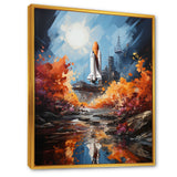 Impressionist Cosmic Rocket Ship Voyage - Rocketship Canvas Wall Art