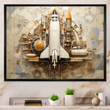 Vintage Cosmic Space Shuttle Voyage - Rocketship Canvas Wall Art