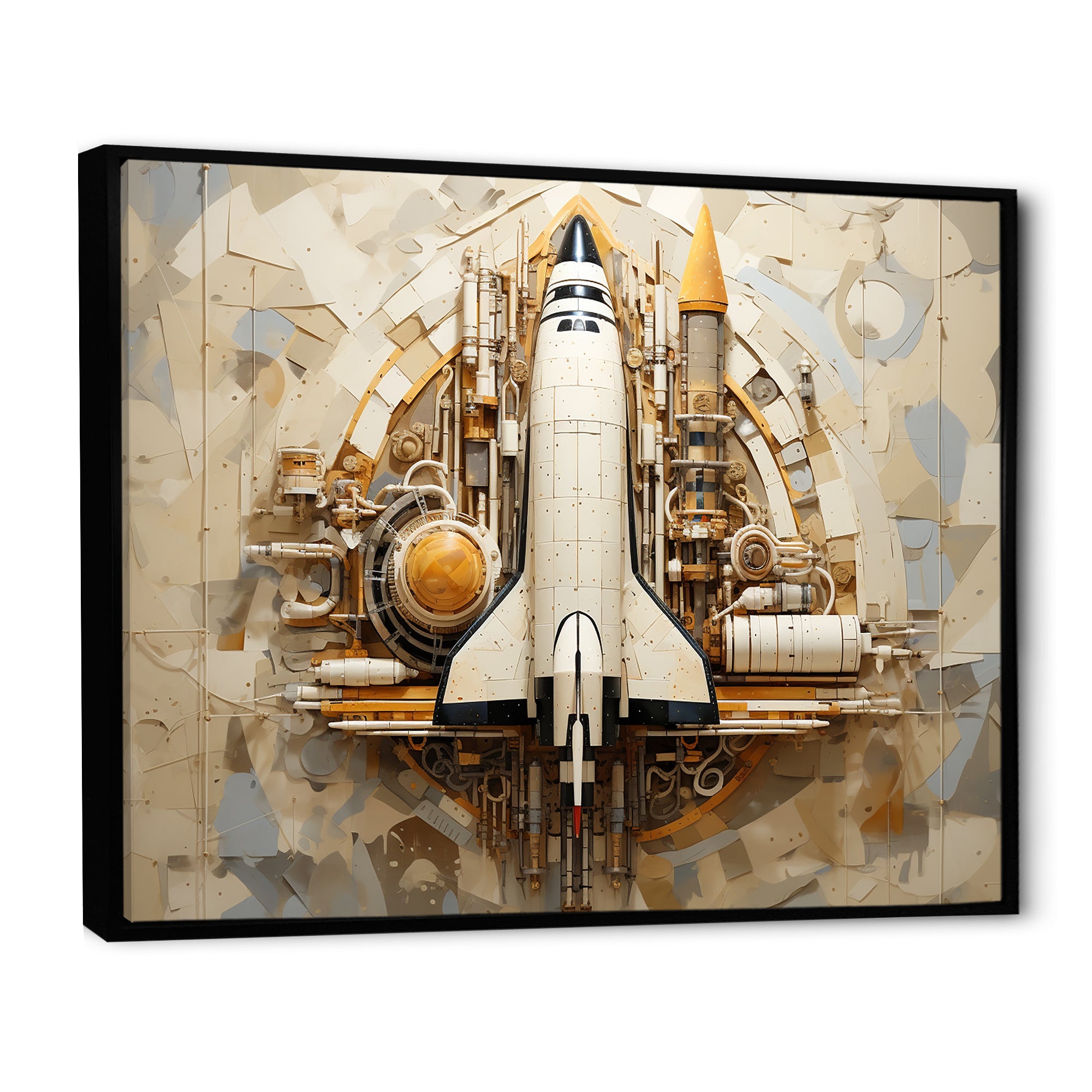 Vintage Cosmic Space Shuttle Voyage - Rocketship Canvas Wall Art