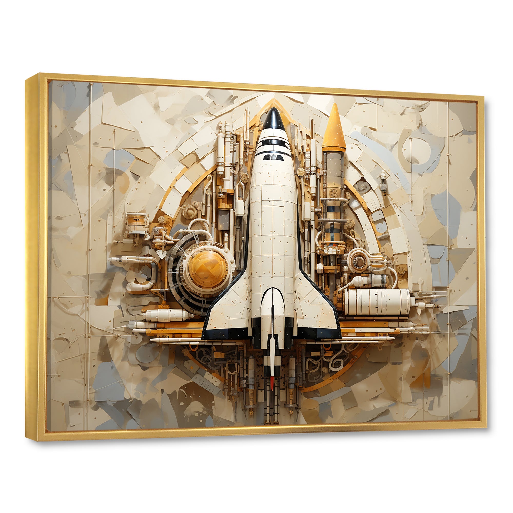 Vintage Cosmic Space Shuttle Voyage - Rocketship Canvas Wall Art