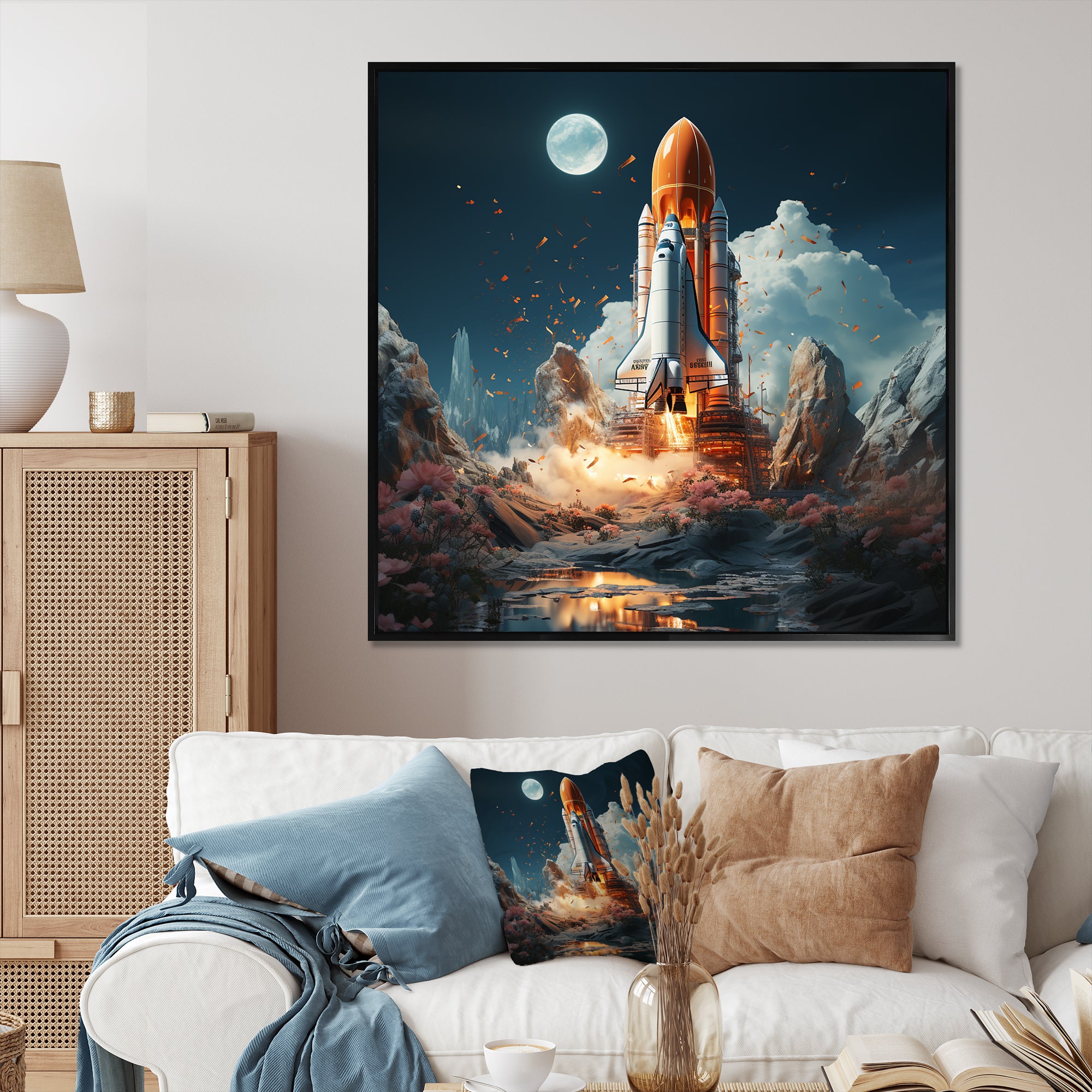 Rocketship Cosmic Odyssey - Rocketship Canvas Wall Art