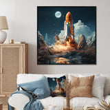 Rocketship Cosmic Odyssey - Rocketship Canvas Wall Art