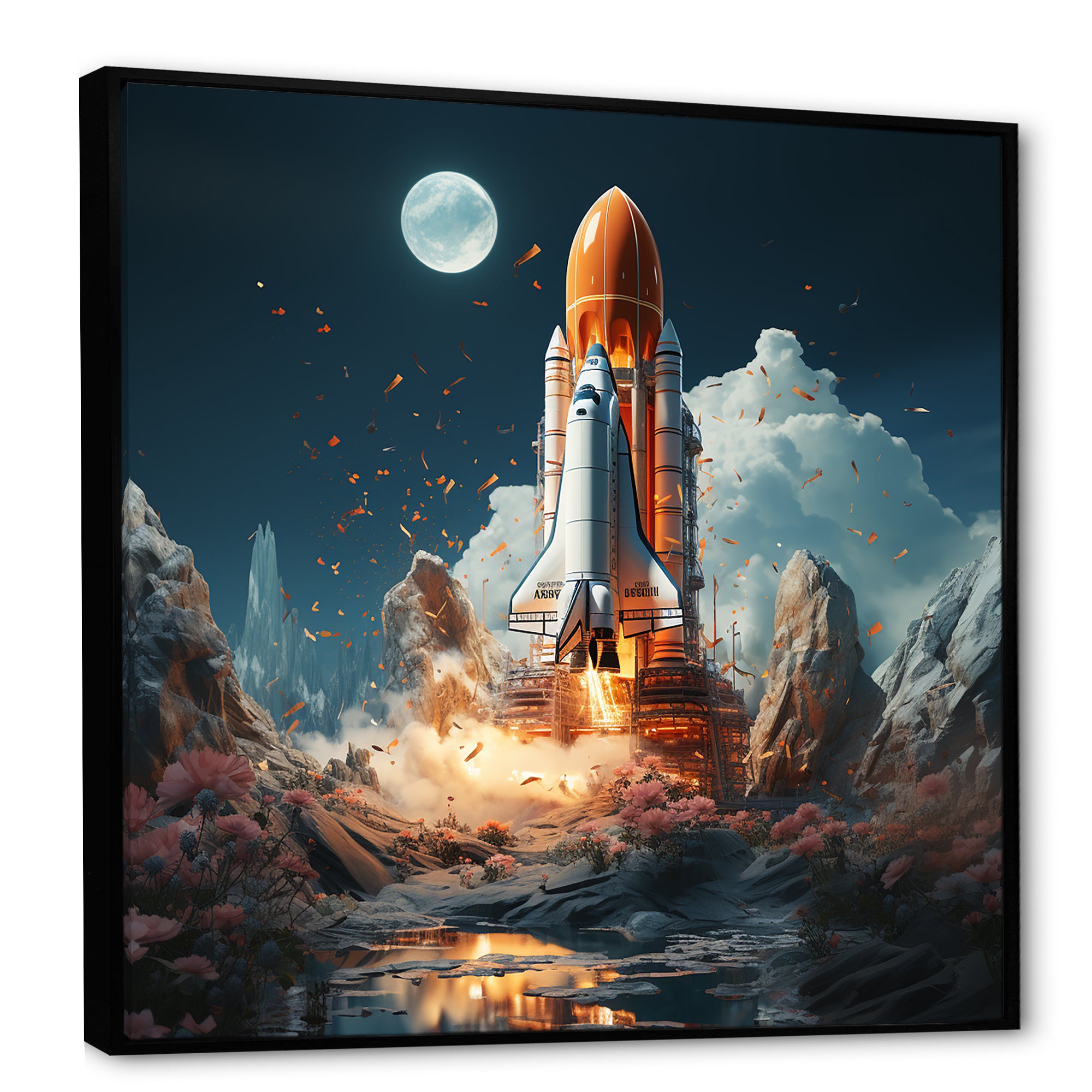Rocketship Cosmic Odyssey - Rocketship Canvas Wall Art