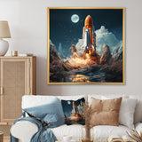 Rocketship Cosmic Odyssey - Rocketship Canvas Wall Art