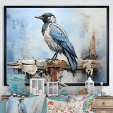 Grey And Blue Majestic Bird - Bird Framed Canvas Art