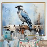 Grey And Blue Majestic Bird - Bird Framed Canvas Art