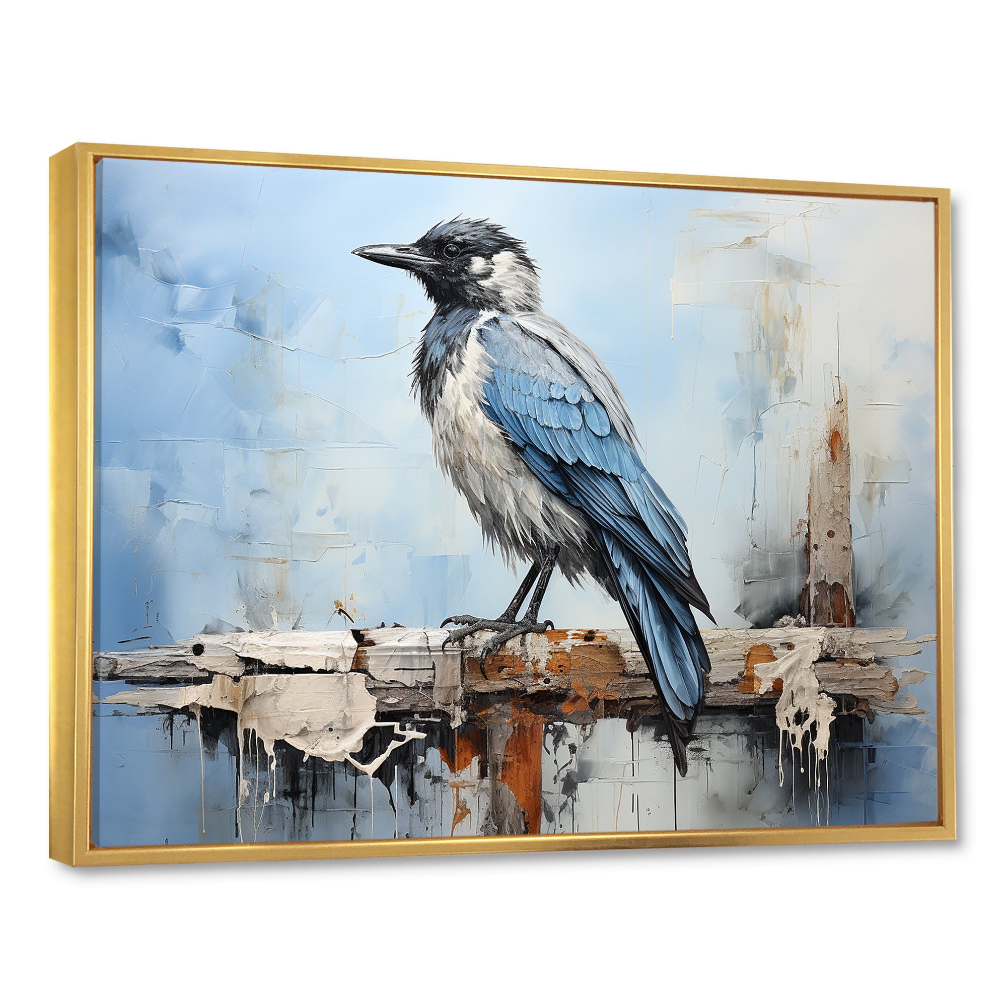 Grey And Blue Majestic Bird - Bird Framed Canvas Art