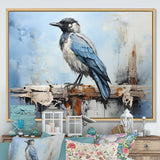 Grey And Blue Majestic Bird - Bird Framed Canvas Art