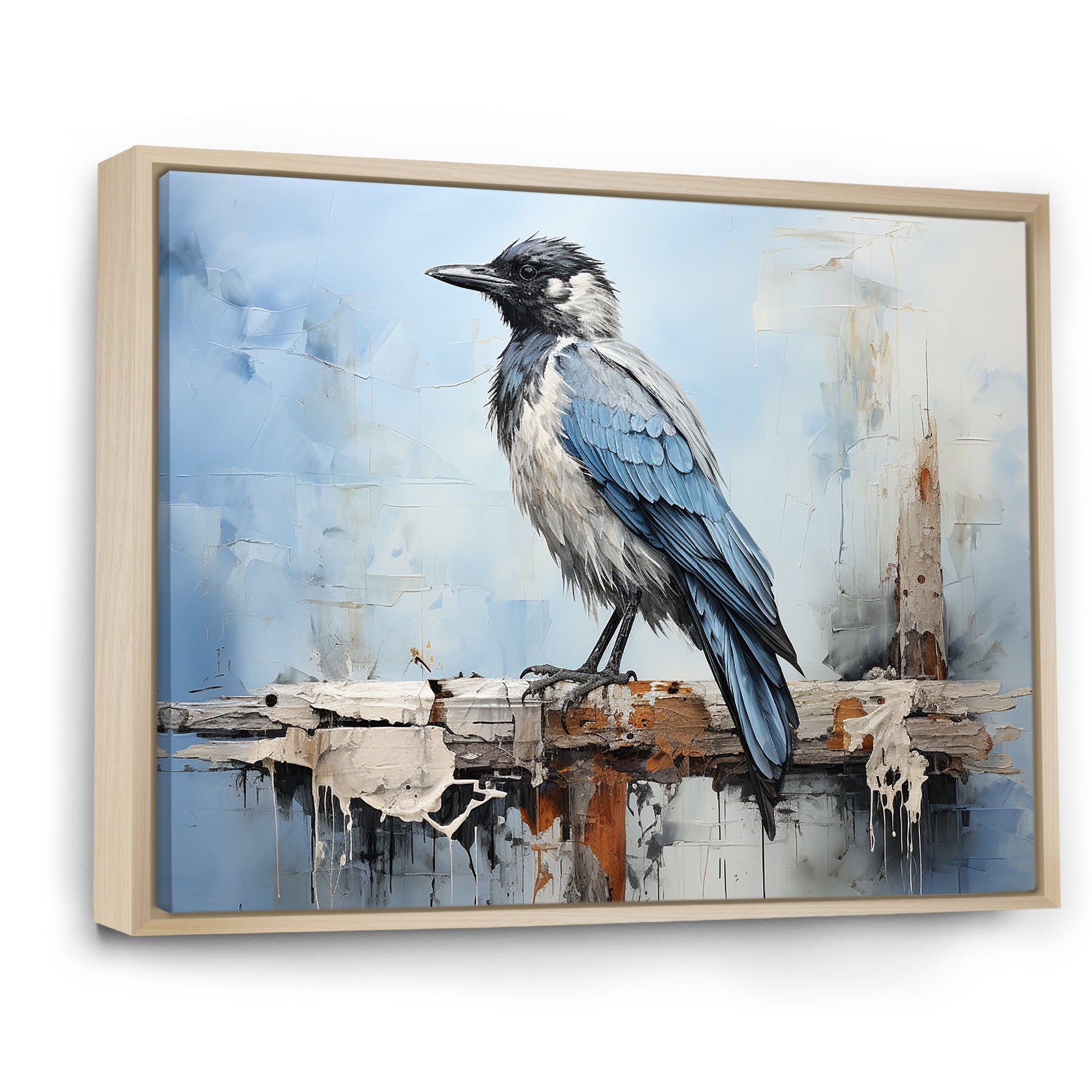 Grey And Blue Majestic Bird - Bird Framed Canvas Art