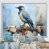 Grey And Blue Majestic Bird - Bird Framed Canvas Art