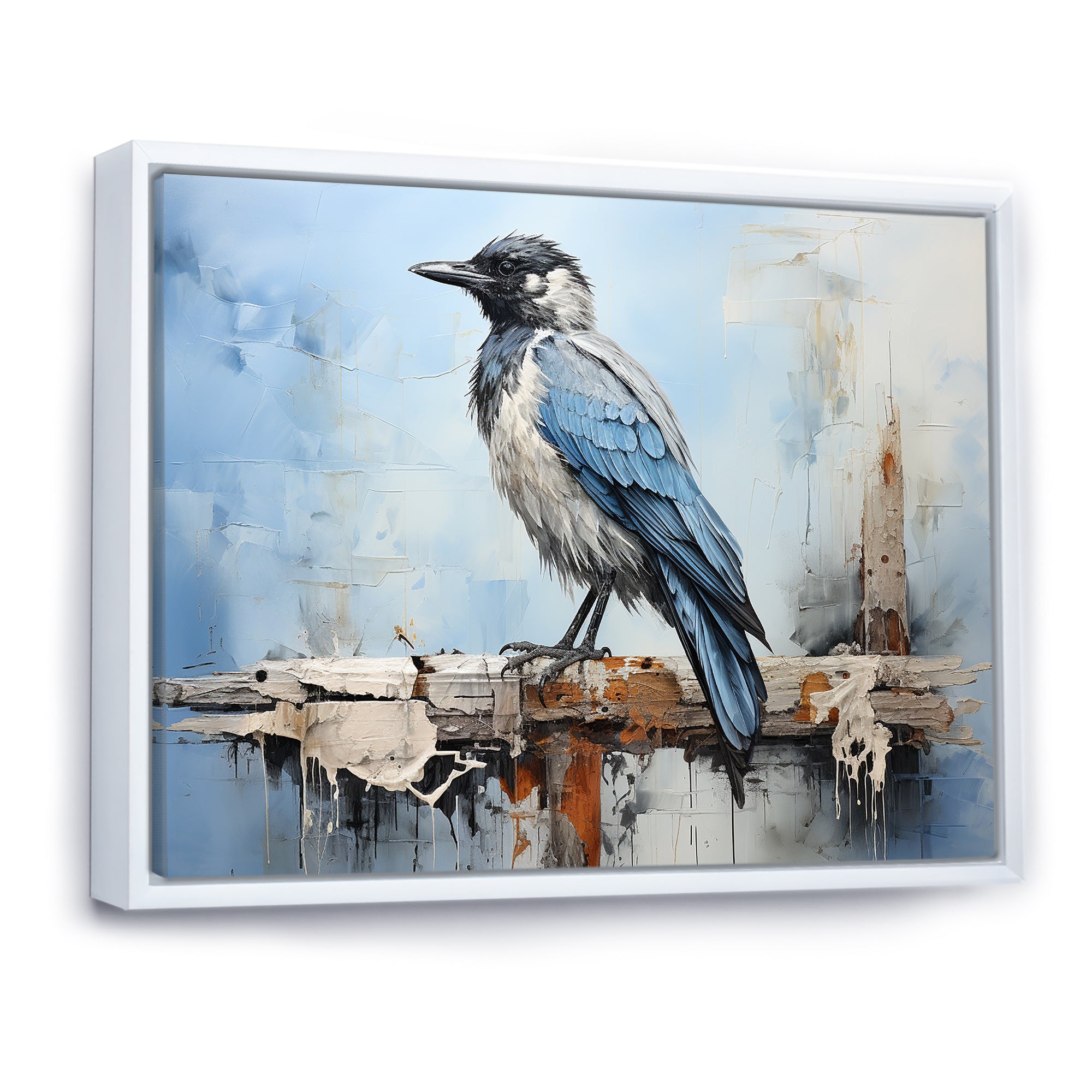 Grey And Blue Majestic Bird - Bird Framed Canvas Art