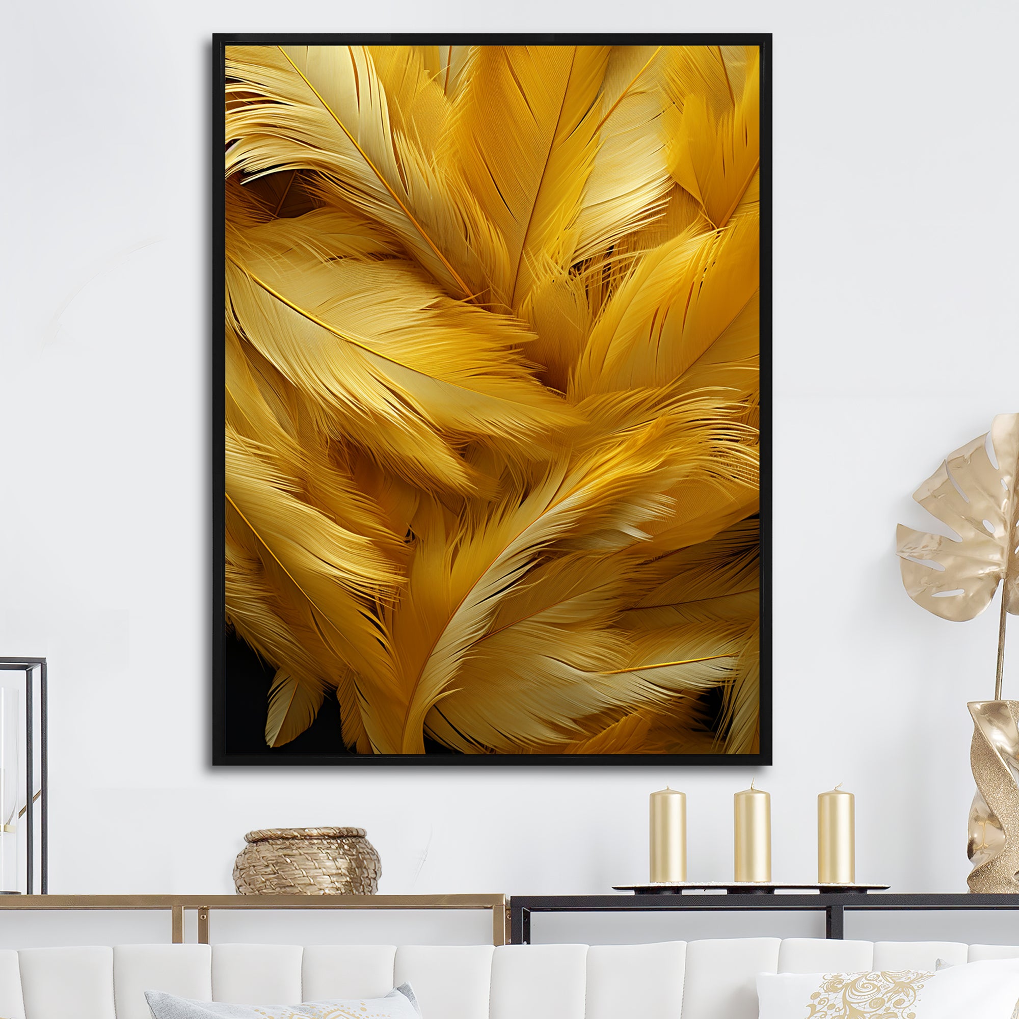 Golden Feather Grin - Feathers Wall Decor