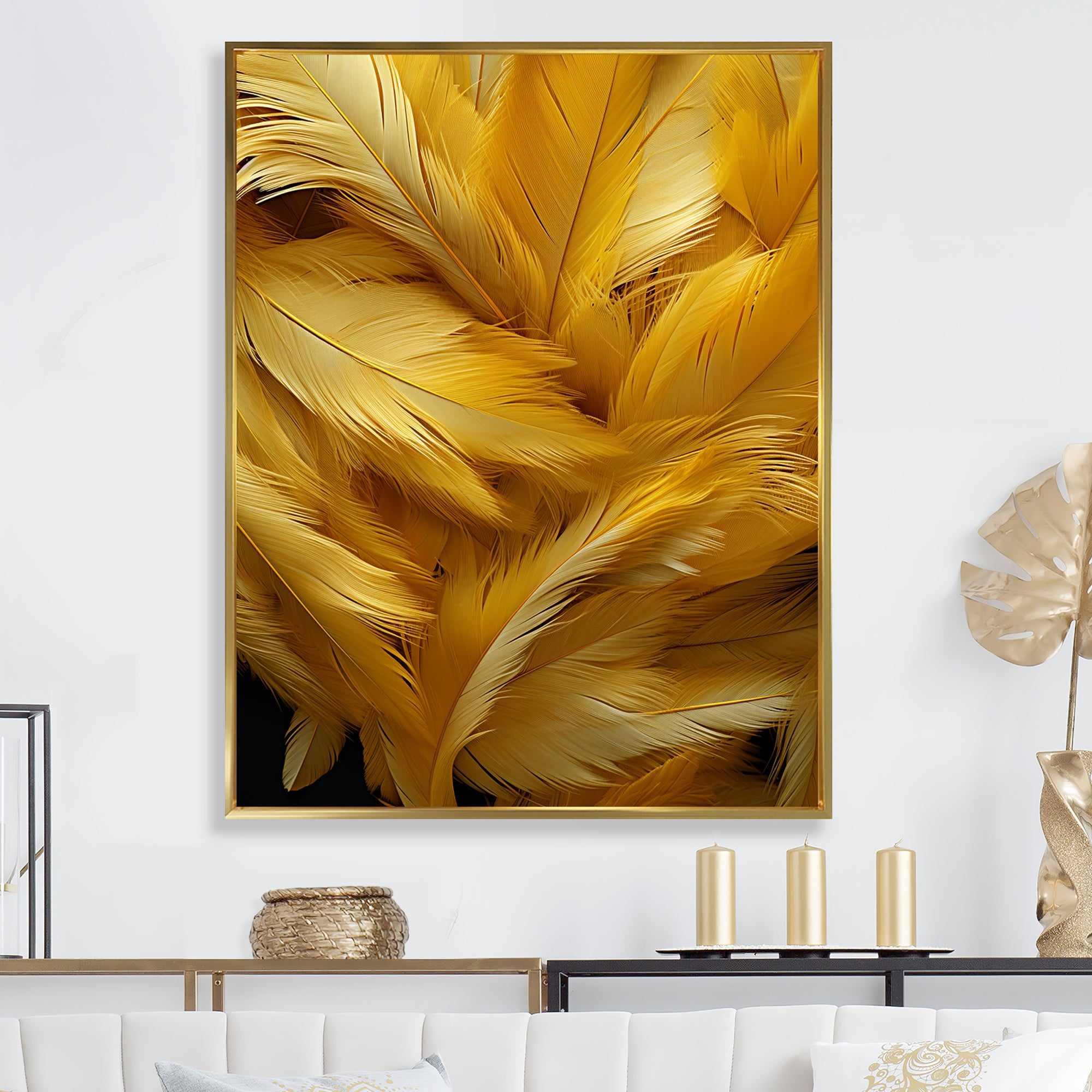 Golden Feather Grin - Feathers Wall Decor