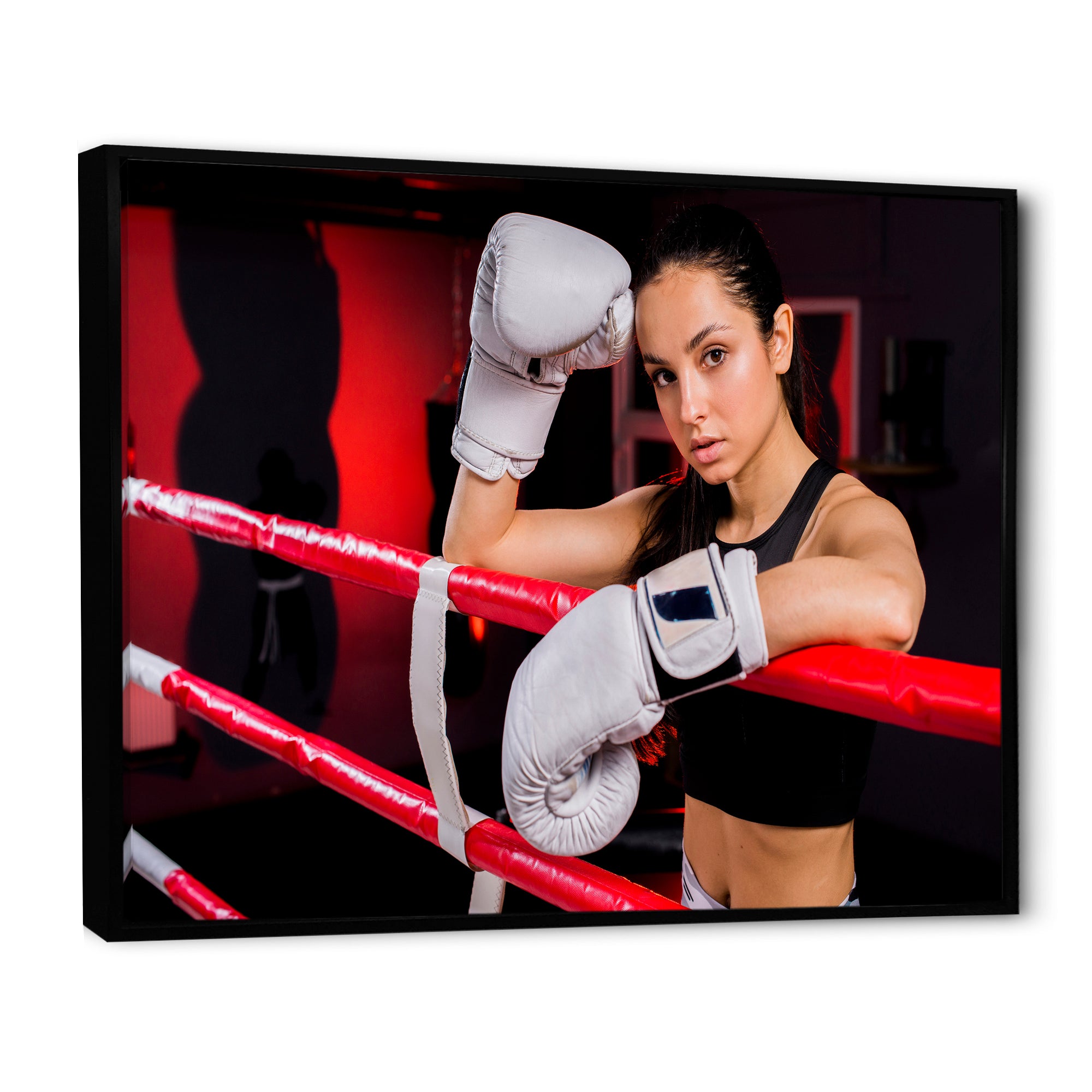 Boxer Girl Posing In The Gym - Sport Boxer Canvas Wall Art