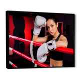 Boxer Girl Posing In The Gym - Sport Boxer Canvas Wall Art