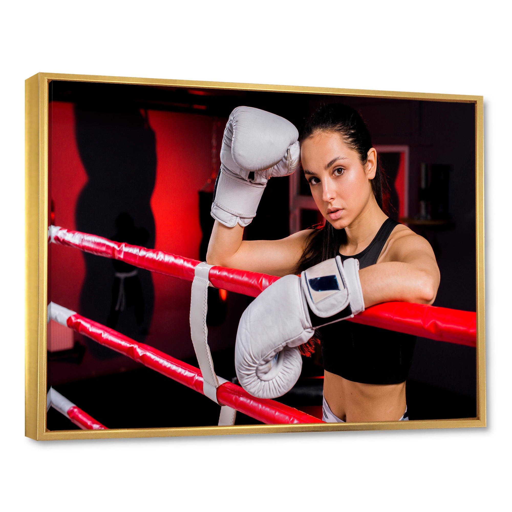 Boxer Girl Posing In The Gym - Sport Boxer Canvas Wall Art