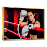 Boxer Girl Posing In The Gym - Sport Boxer Canvas Wall Art
