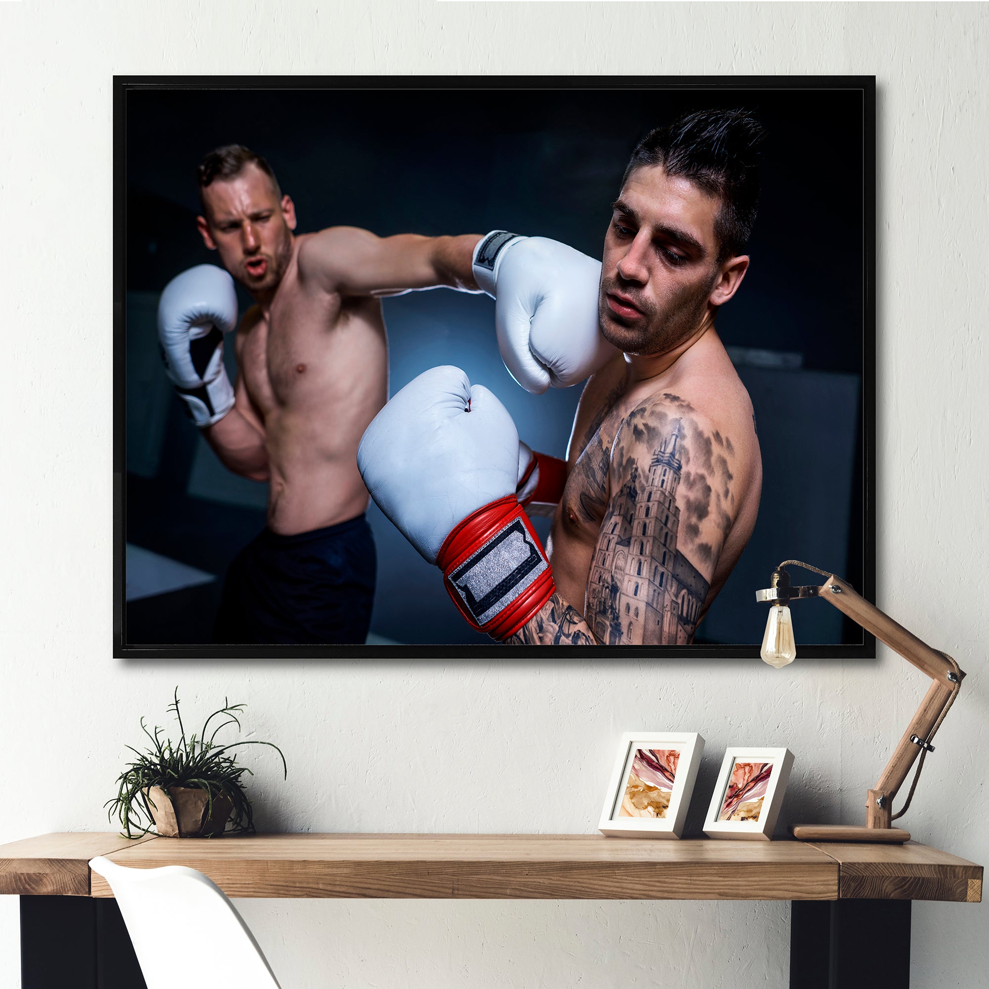 Boxing March Of Two Male Boxers - Sport Boxer Canvas Wall Art
