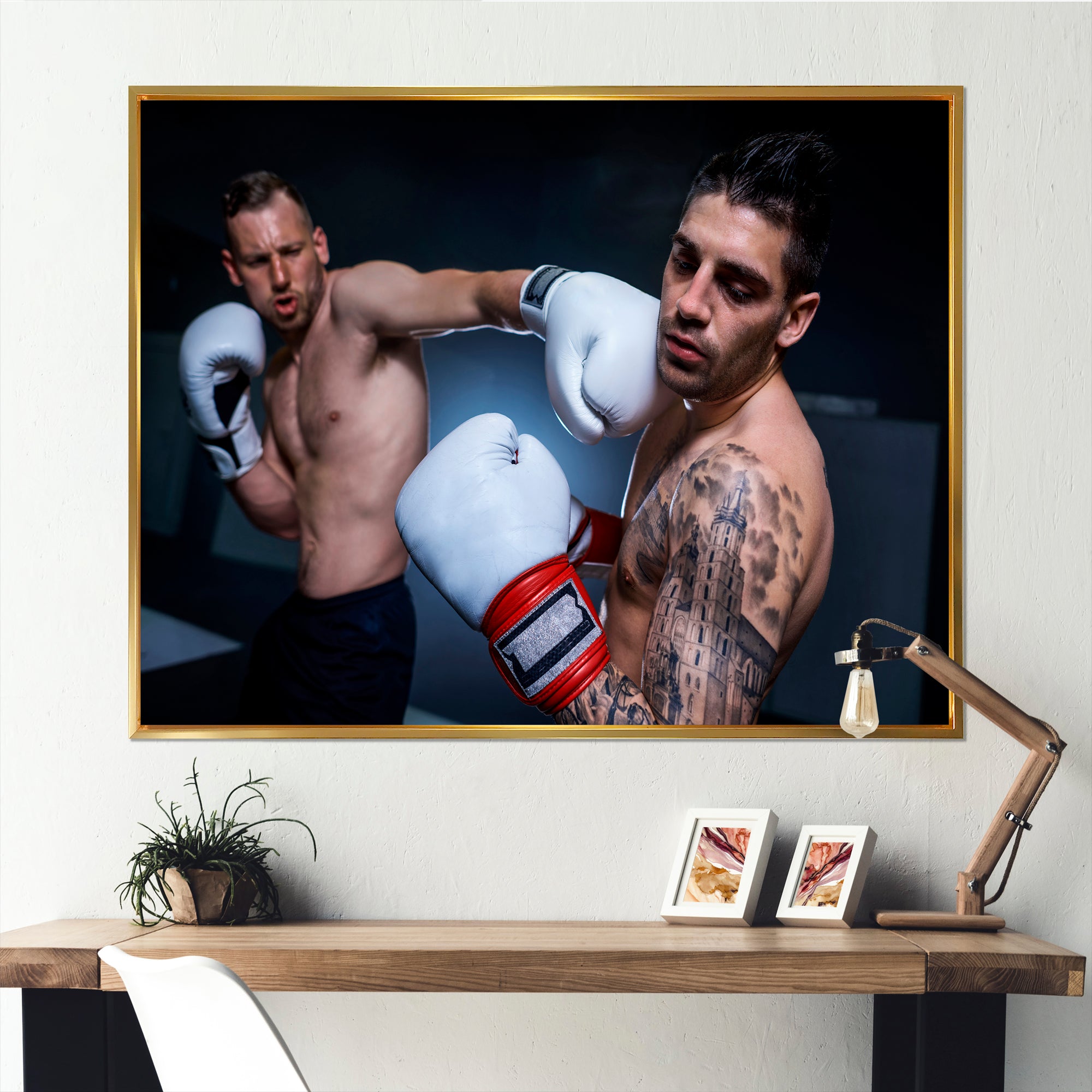 Boxing March Of Two Male Boxers - Sport Boxer Canvas Wall Art
