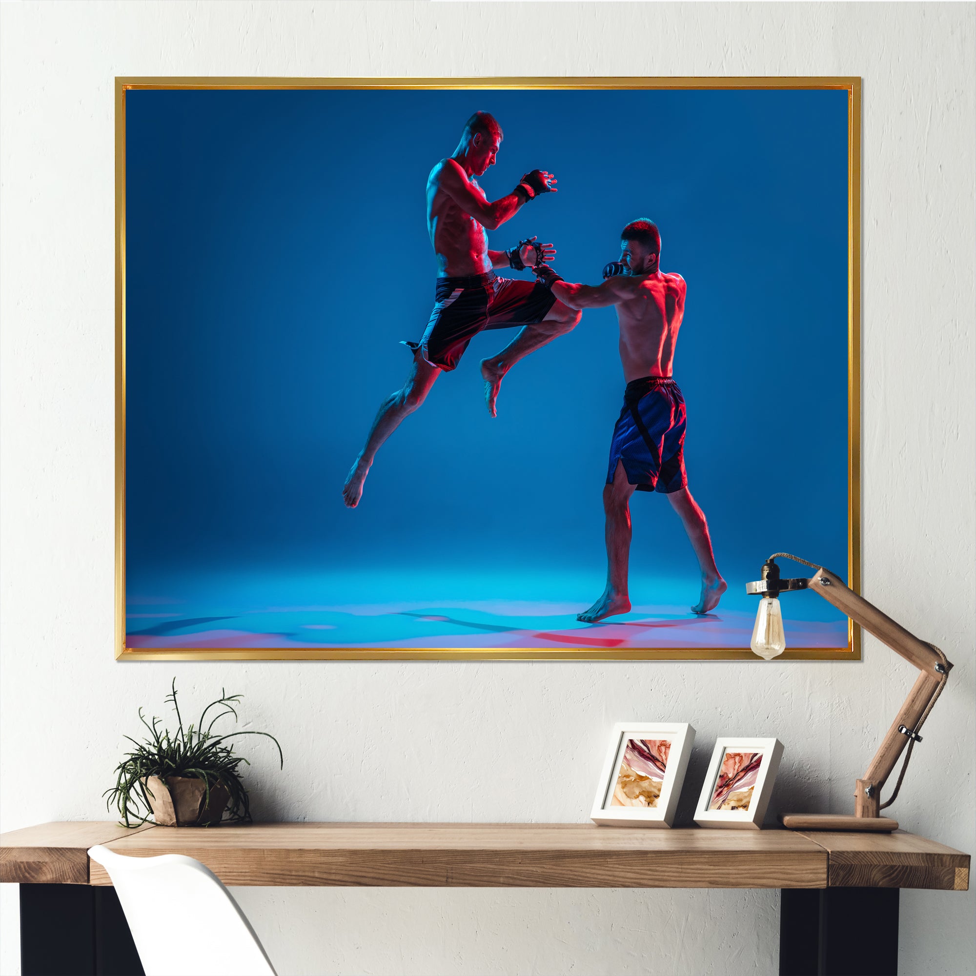 Two MMA Fighters Boxing - Sport Boxer Canvas Wall Art