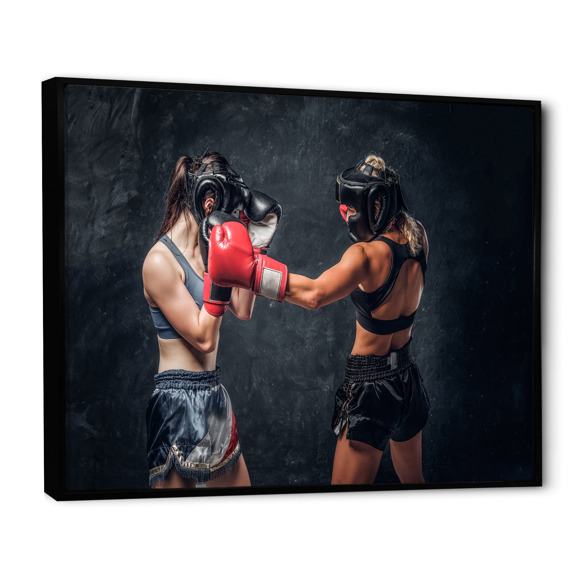 Two Female Boxers Fighting - Sport Boxer Canvas Wall Art