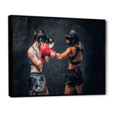 Two Female Boxers Fighting - Sport Boxer Canvas Wall Art