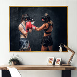 Two Female Boxers Fighting - Sport Boxer Canvas Wall Art