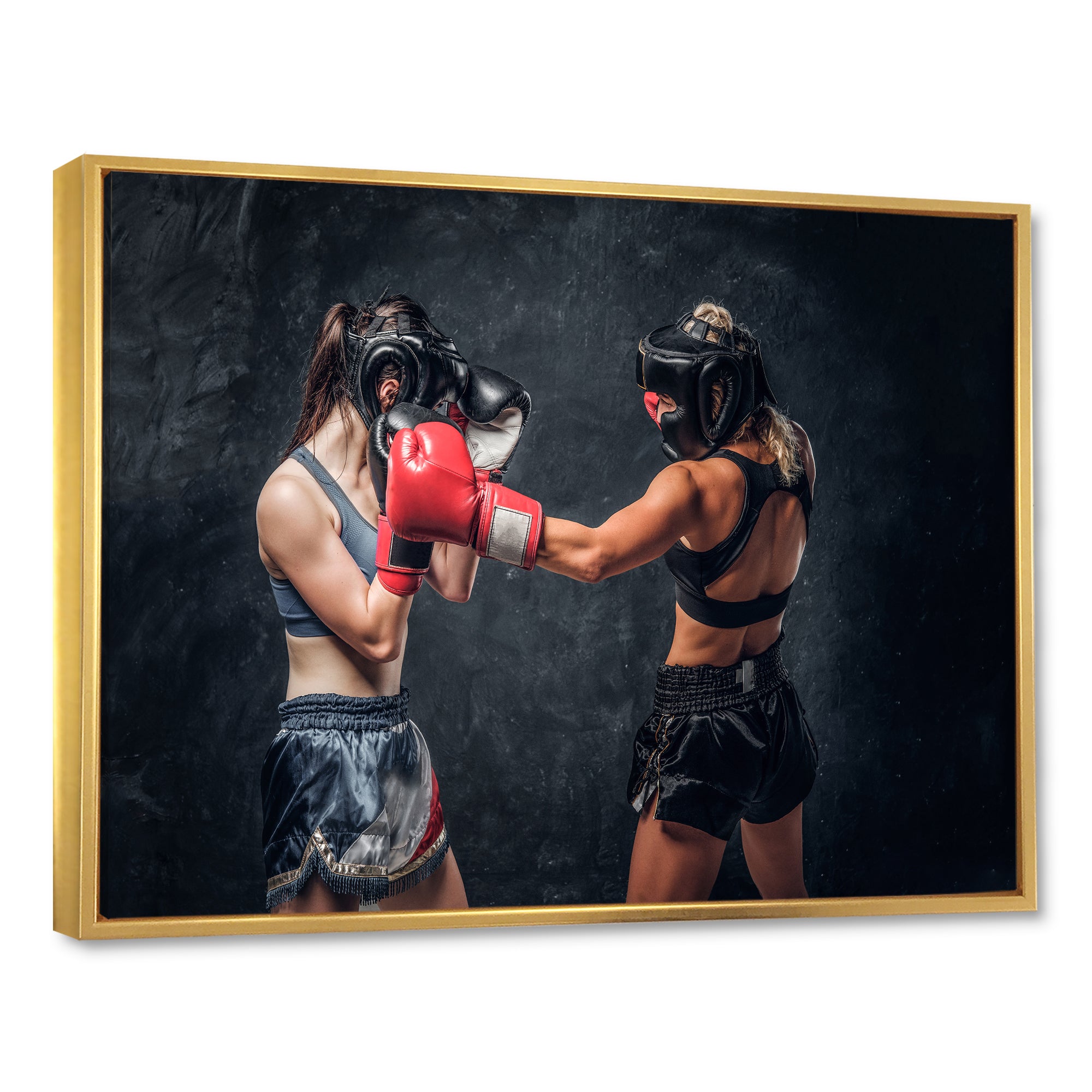 Two Female Boxers Fighting - Sport Boxer Canvas Wall Art