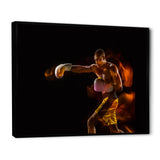 Professional Boxer Training Isolated On Black - Sport Boxer Canvas Wall Art