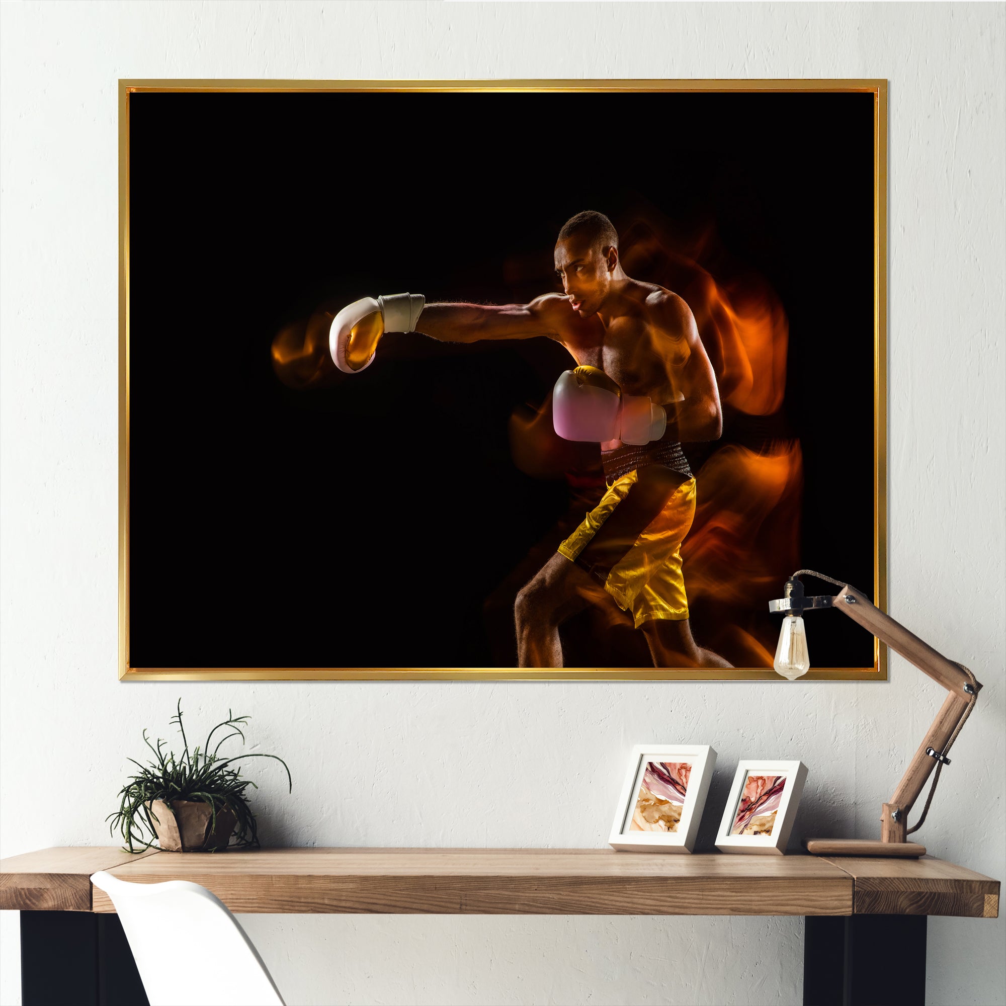 Professional Boxer Training Isolated On Black - Sport Boxer Canvas Wall Art