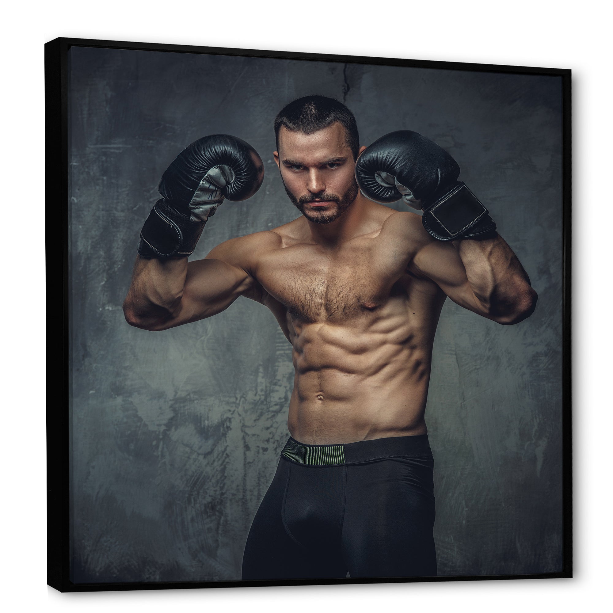 Shirtless Aggressive Fighter Boxer Gloves - Sport Boxer Canvas Wall Art