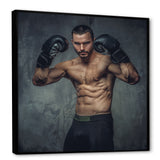 Shirtless Aggressive Fighter Boxer Gloves - Sport Boxer Canvas Wall Art