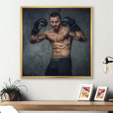 Shirtless Aggressive Fighter Boxer Gloves - Sport Boxer Canvas Wall Art