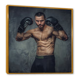 Shirtless Aggressive Fighter Boxer Gloves - Sport Boxer Canvas Wall Art