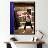 Side View Boxer Of Practicing With Punching Bag - Sport Boxer Canvas Wall Art