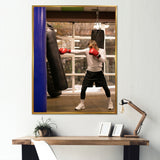 Side View Boxer Of Practicing With Punching Bag - Sport Boxer Canvas Wall Art