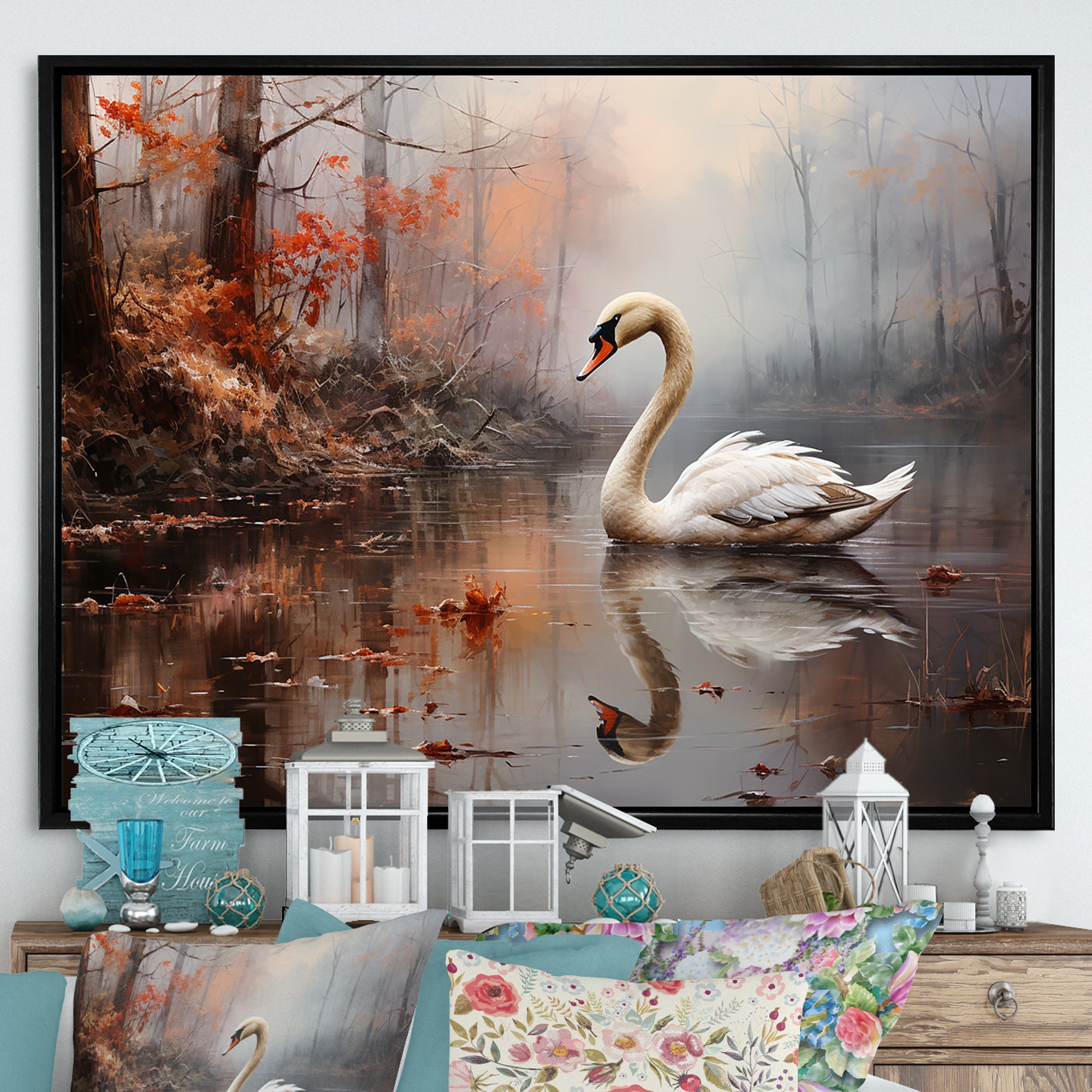 Swan In The Mist - Swans Wall Decor