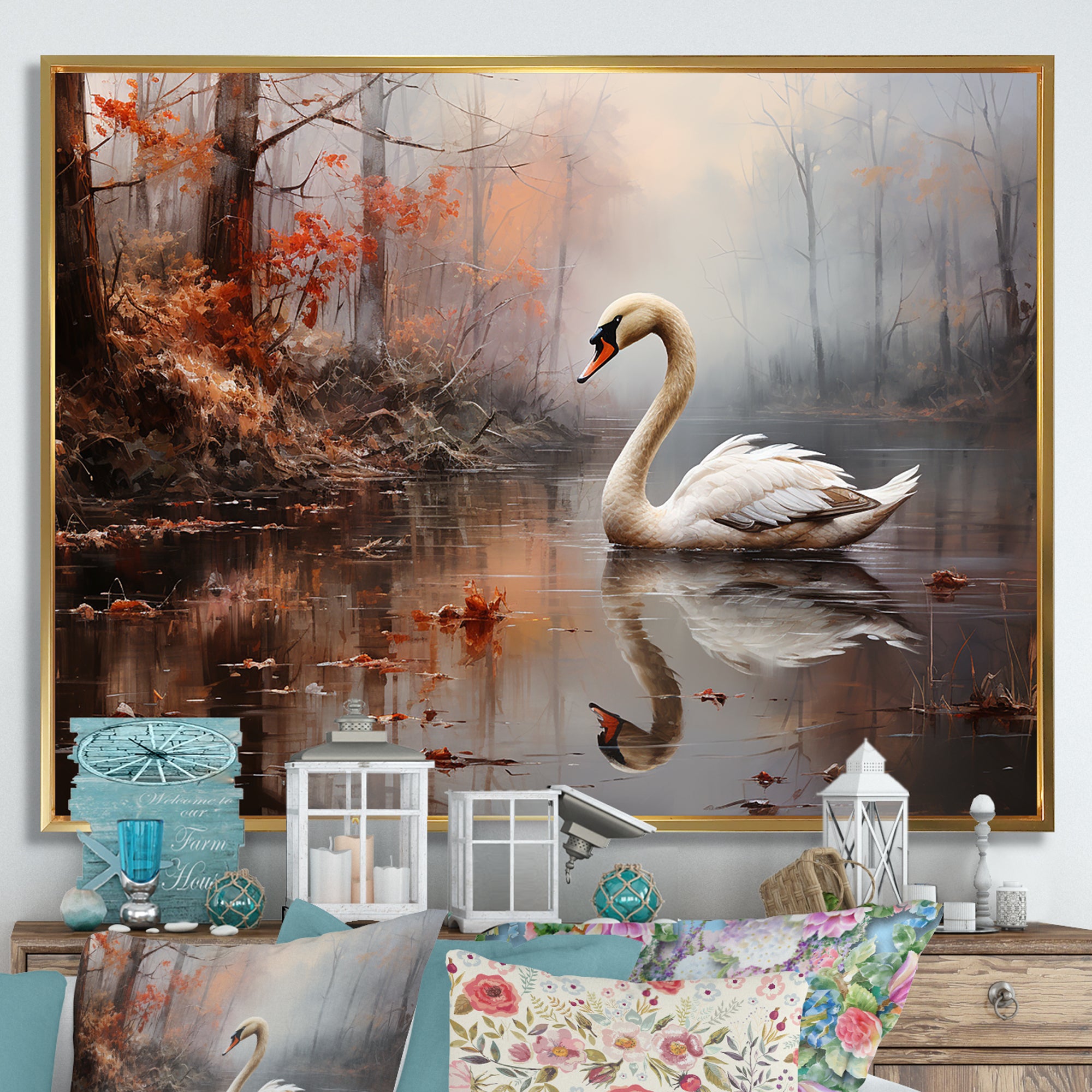 Swan In The Mist - Swans Wall Decor