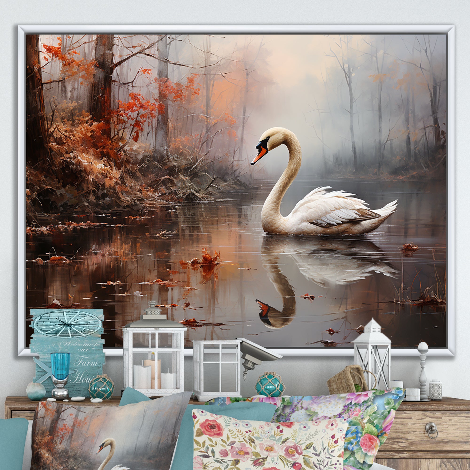 Swan In The Mist - Swans Wall Decor