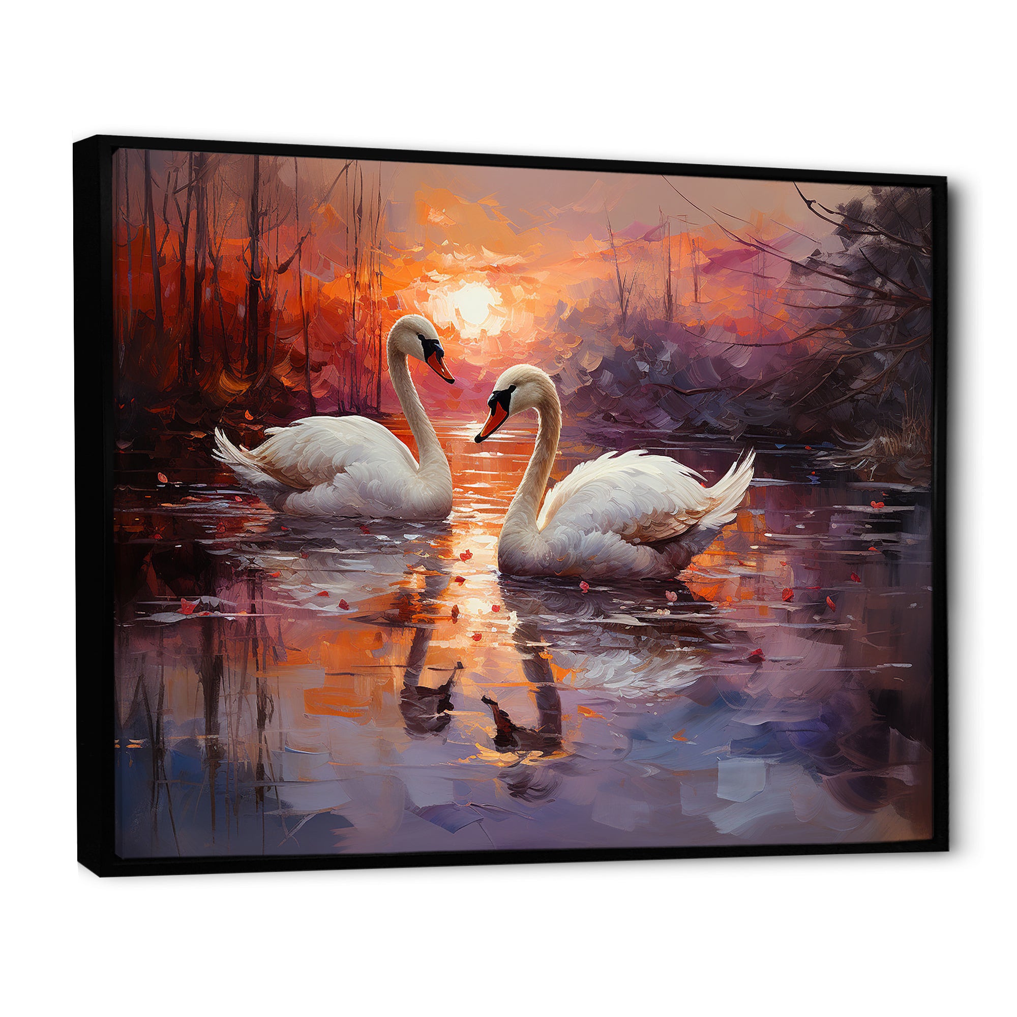 Swan Lake Twilight - Swans Wall Art Prints