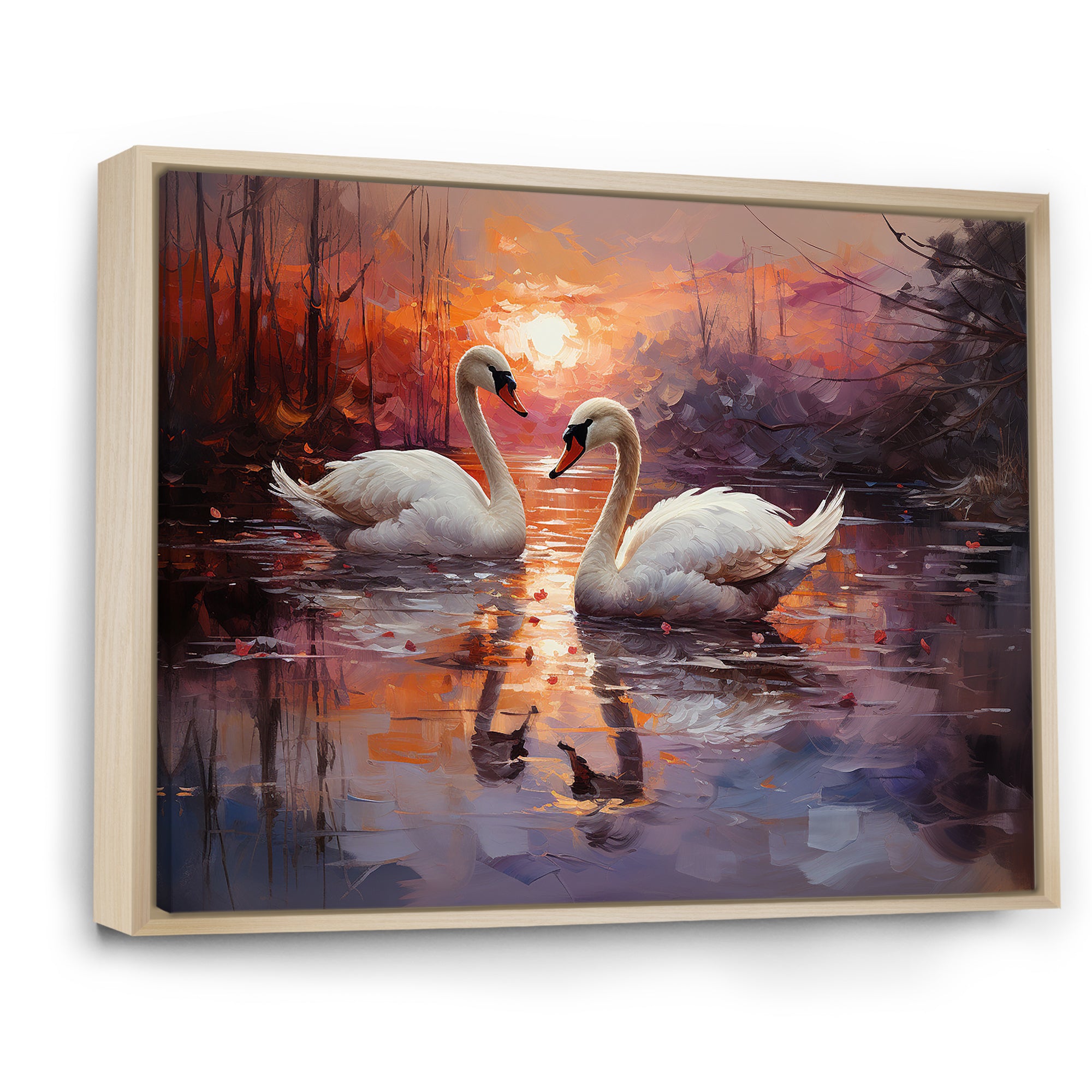 Swan Lake Twilight - Swans Wall Art Prints