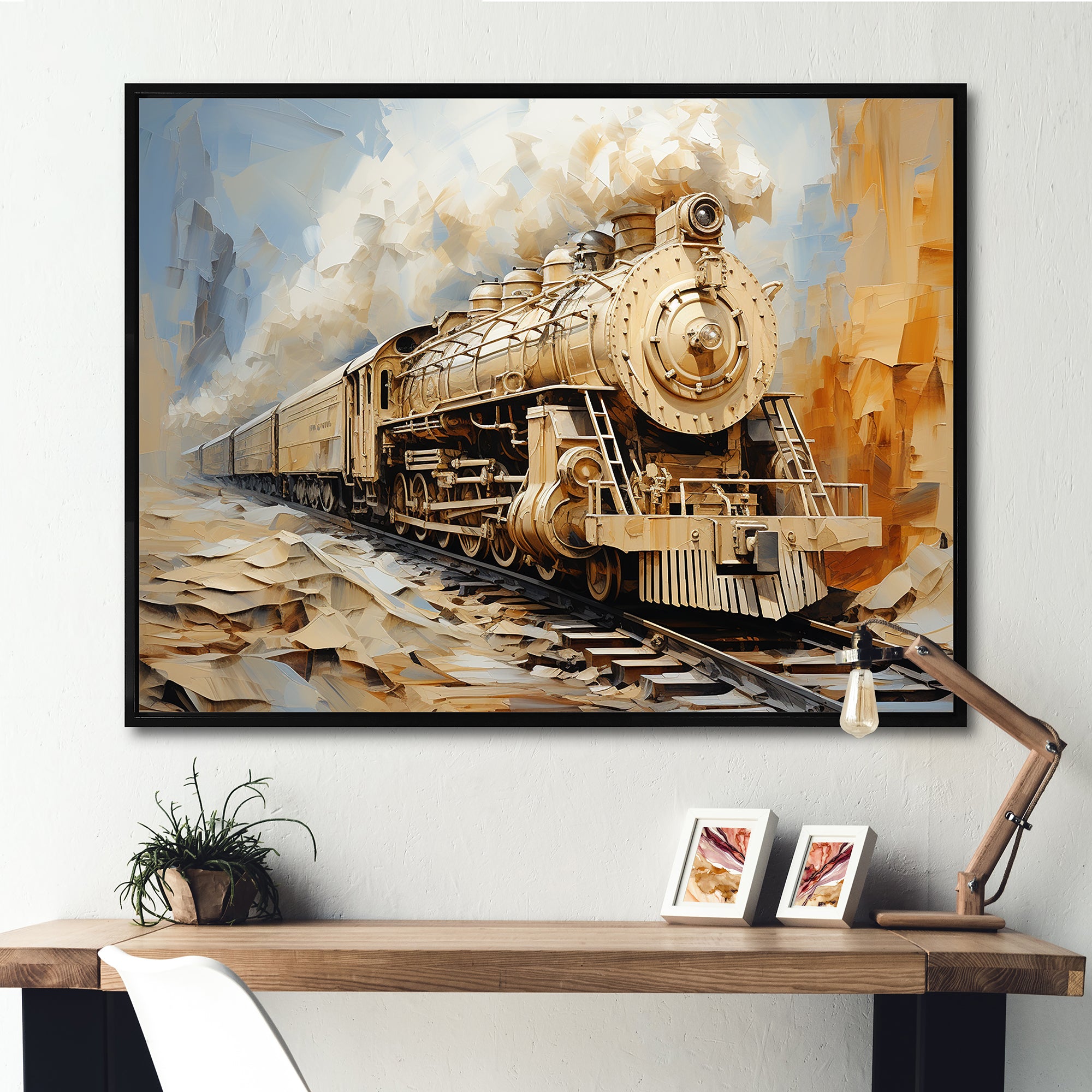 Vintage White Train Dream - Train Canvas Wall Art