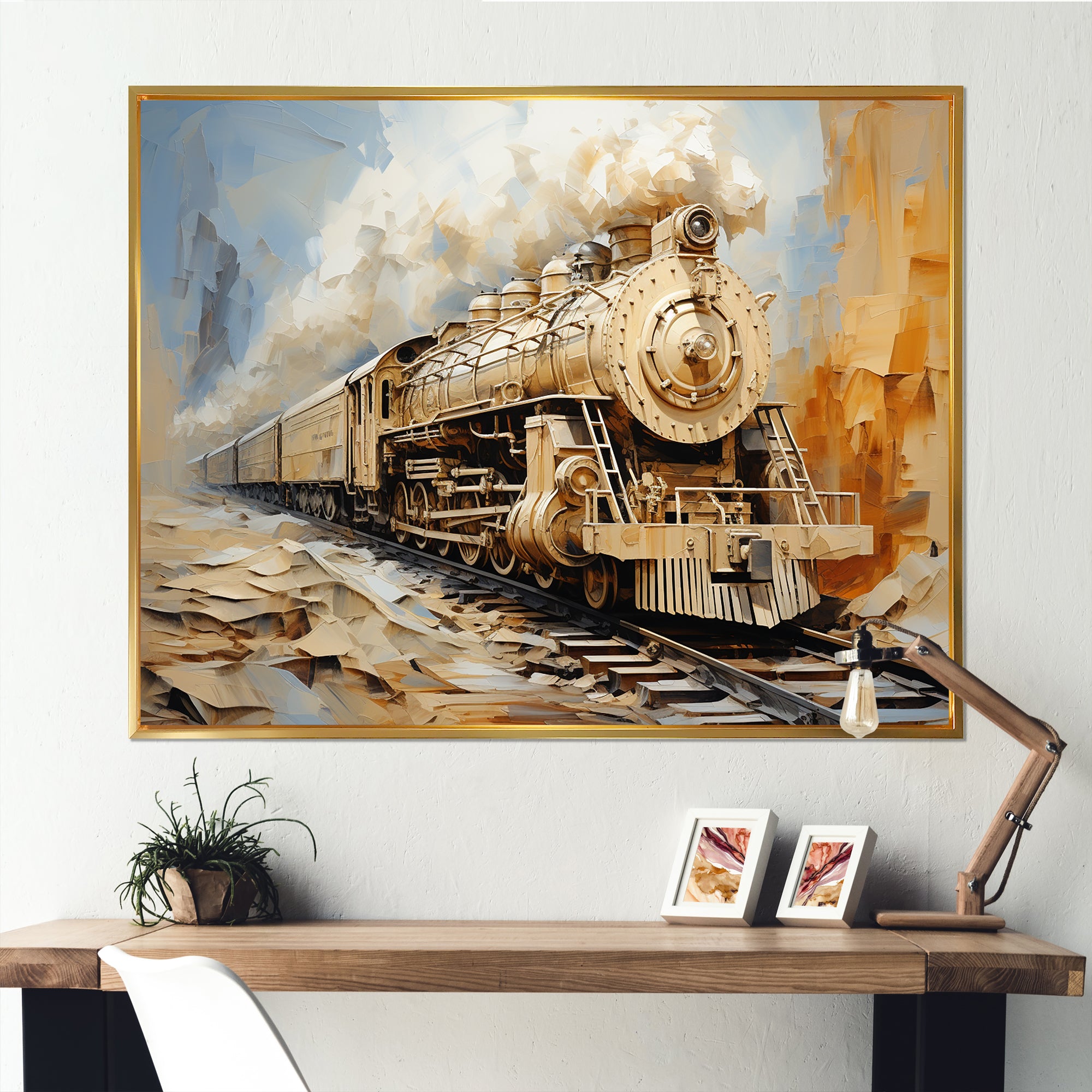 Vintage White Train Dream - Train Canvas Wall Art